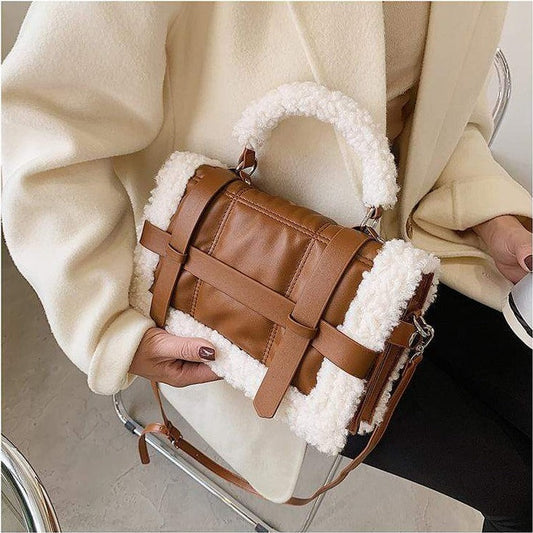 Shearling Trim Flap Bag