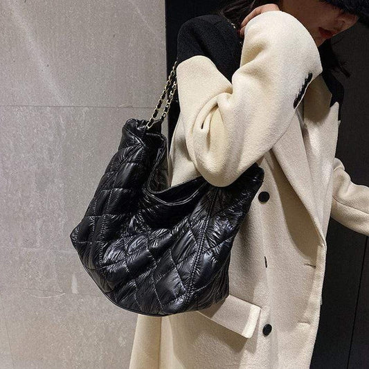 Shiny Quilted Shoulder Bag