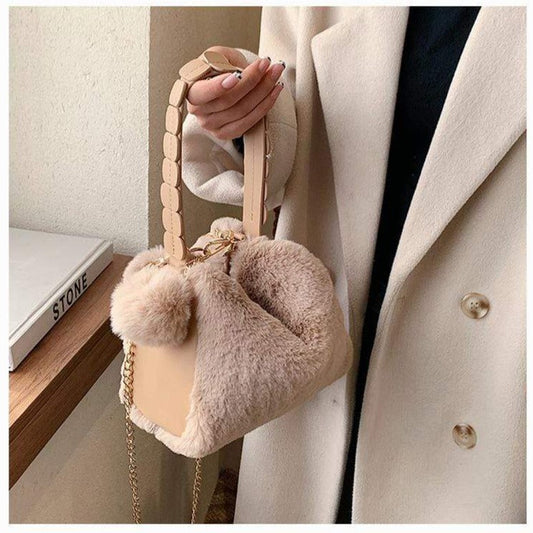 Fluffy Pompom Hand Bag
