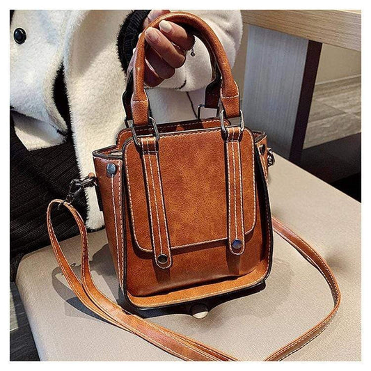 Contrast Stitch Top Handle Bag