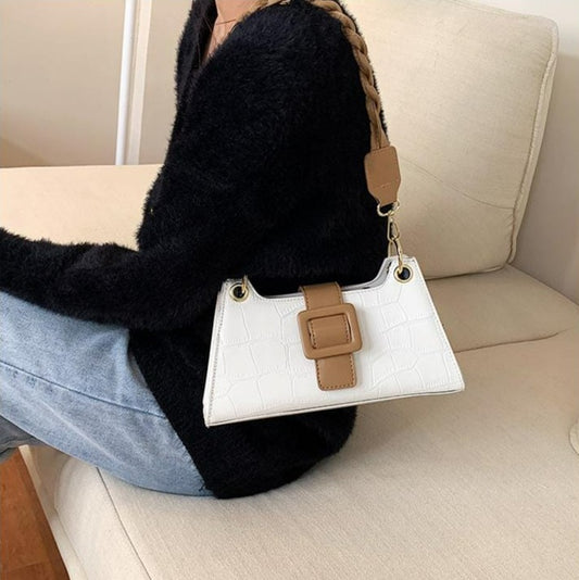 Two Tone Croc Shoulder Bag