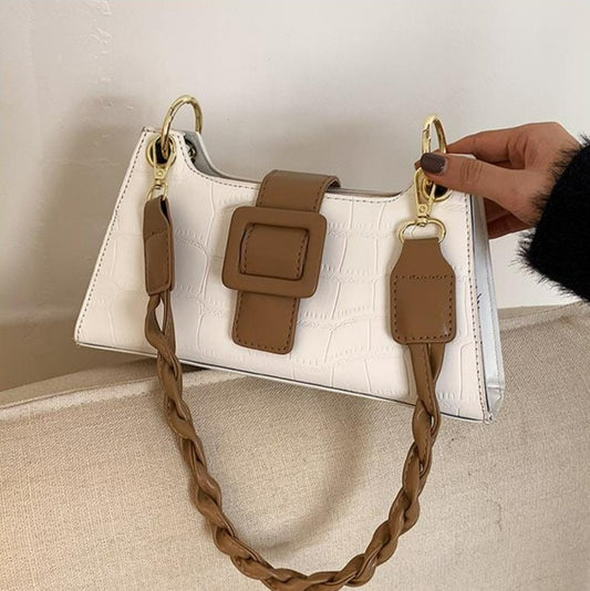 Two Tone Croc Shoulder Bag