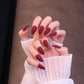 Long Almond Matte Red Press On Nails