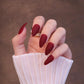 Long Almond Matte Red Press On Nails