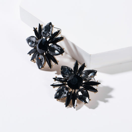 Elegant Round Flower Crystal Earring