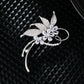 Leaves and Flowers Clear Crystal Brooch