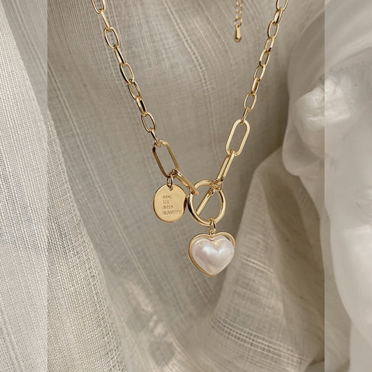 Pearl Heart Thick Chain Necklace