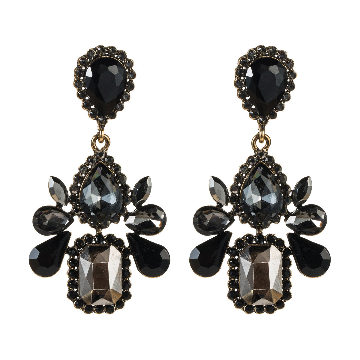 Beautiful Dangle Geometric Shaped Crystals Earrings