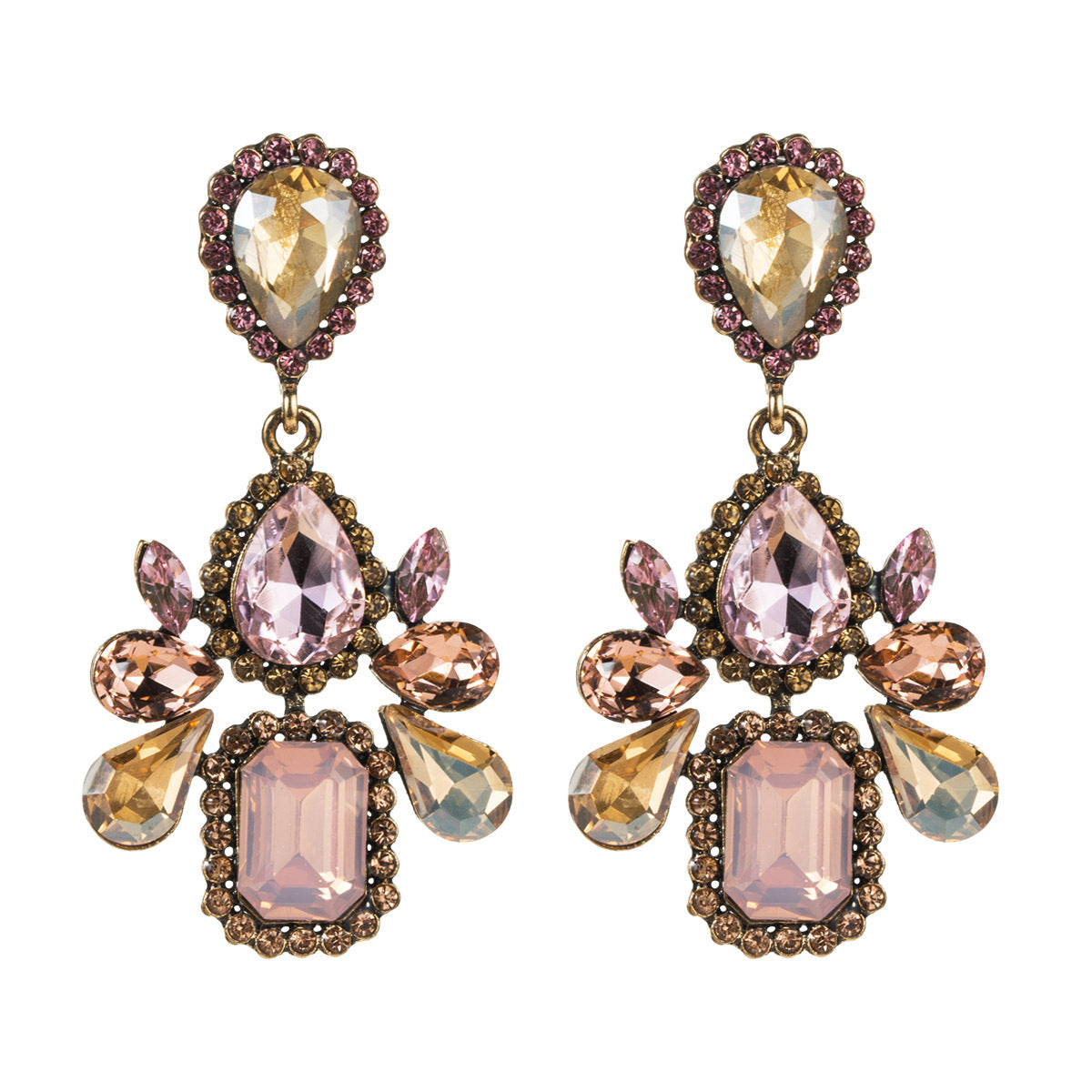 Beautiful Dangle Geometric Shaped Crystals Earrings