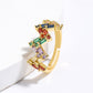 Colorful Rhinestones Zigzag Gold Adjustable Ring