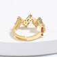 Colorful Rhinestones Zigzag Gold Adjustable Ring