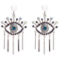 Eye Shaped Dangle Earrings with Crystals