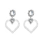 Heart Shaped Pendent Dangle Earrings with Crystals and Pearls