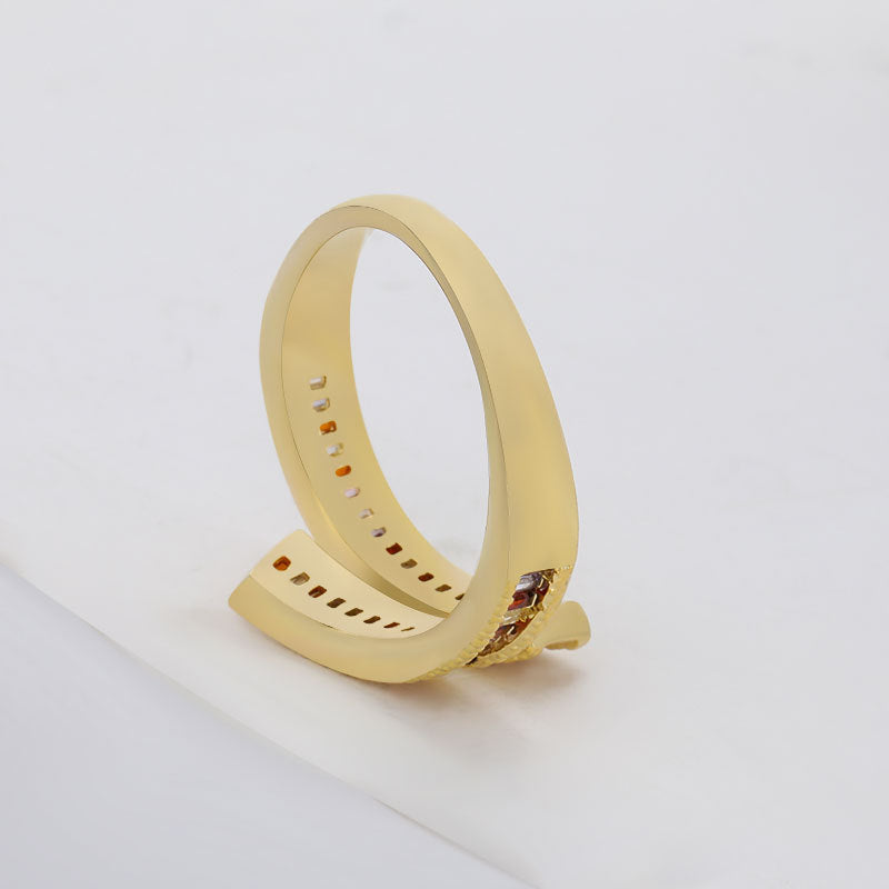 Colorful Rectangular Rhinestones Gold Twist Ring