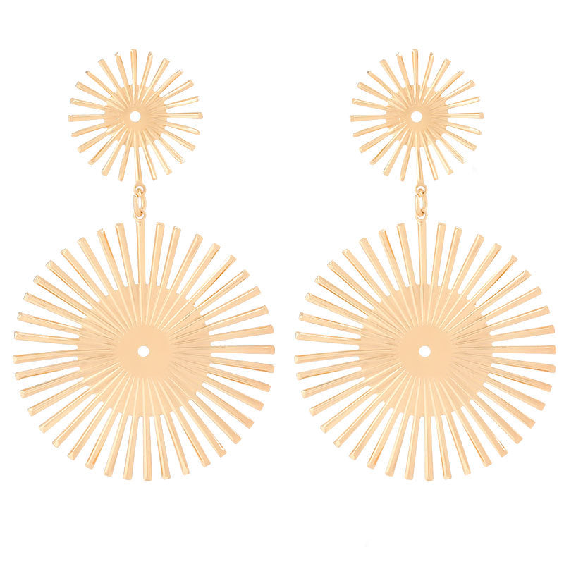 Gold Toned Matching Round Circles Dangle Earrings