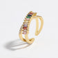 Colorful Rhinestone Crystals Criss Cross Gold Adjustable Ring