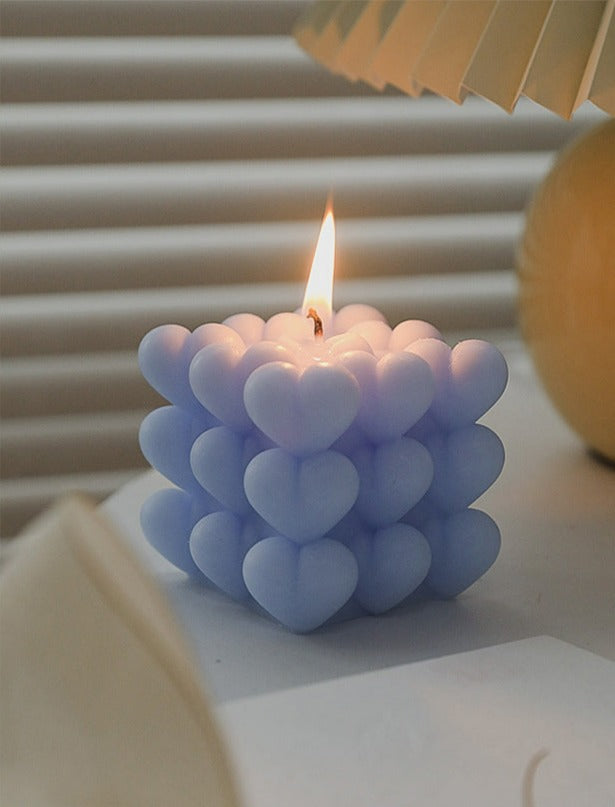 Heart Bubbles Cube Candle