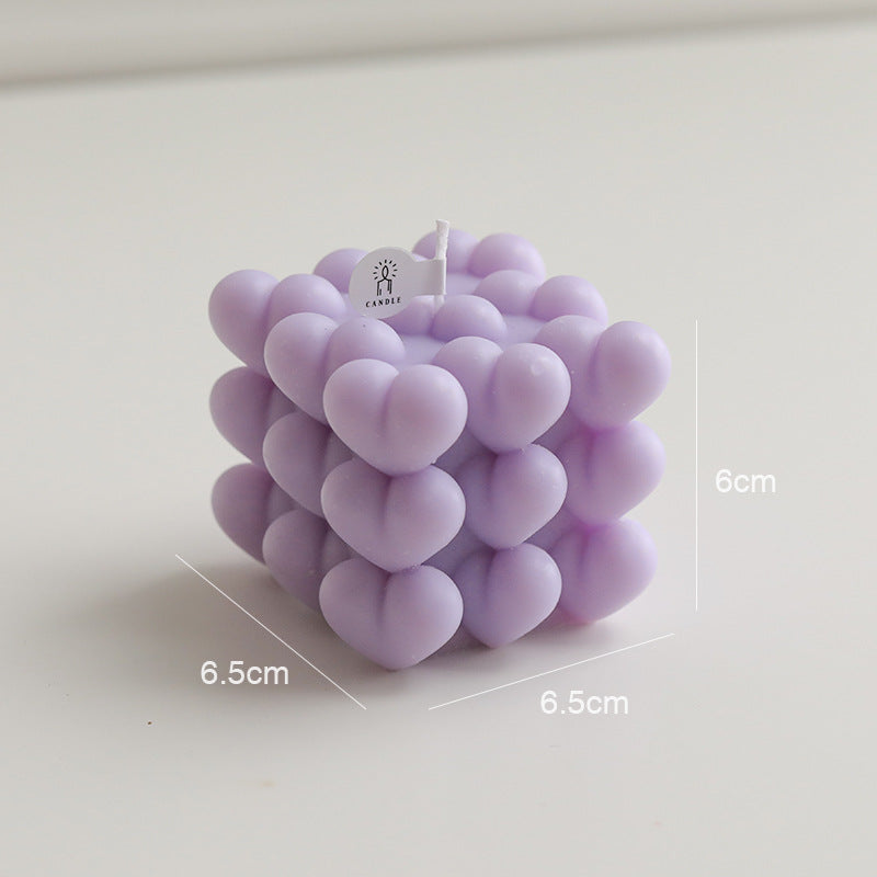 Heart Bubbles Cube Candle