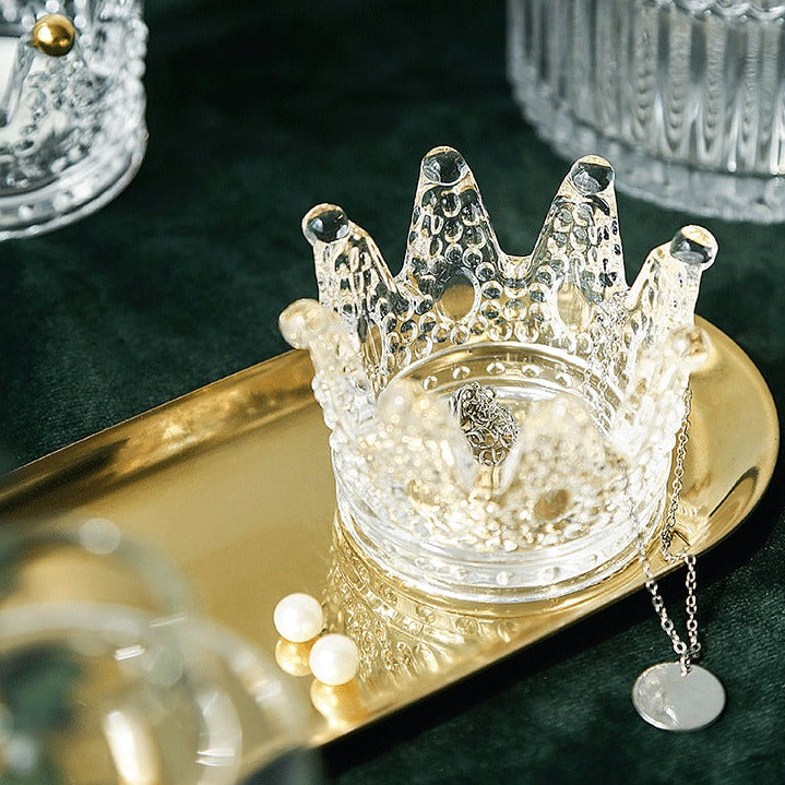 Clear Crown Candle & Jewelry Holder