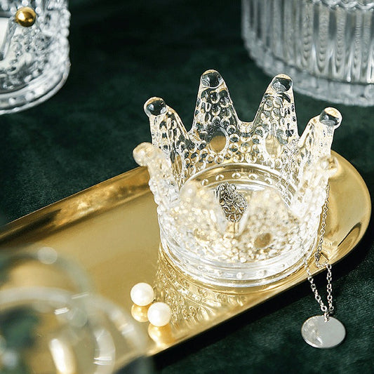 Clear Crown Candle & Jewelry Holder