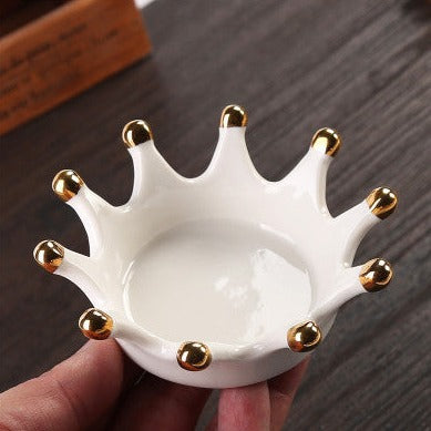 White Ceramic Crown Jewelry Holder