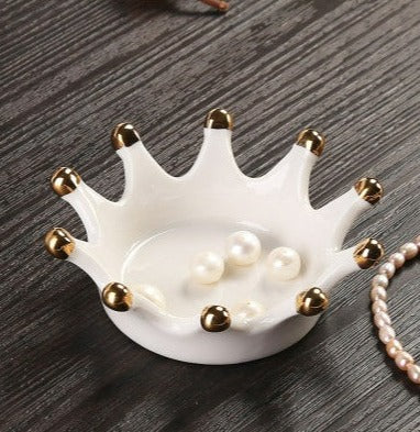 White Ceramic Crown Jewelry Holder