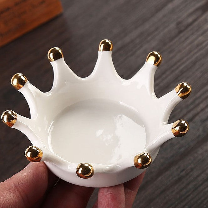 White Ceramic Crown Jewelry Holder