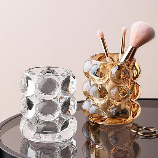 Bubble Brush Holder Clear Glass Cup