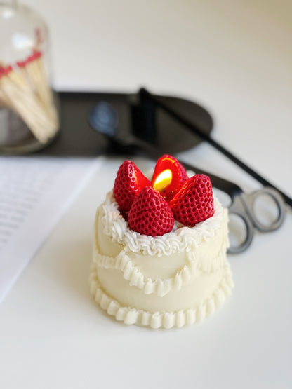 Strawberry Cake Decorative Candle