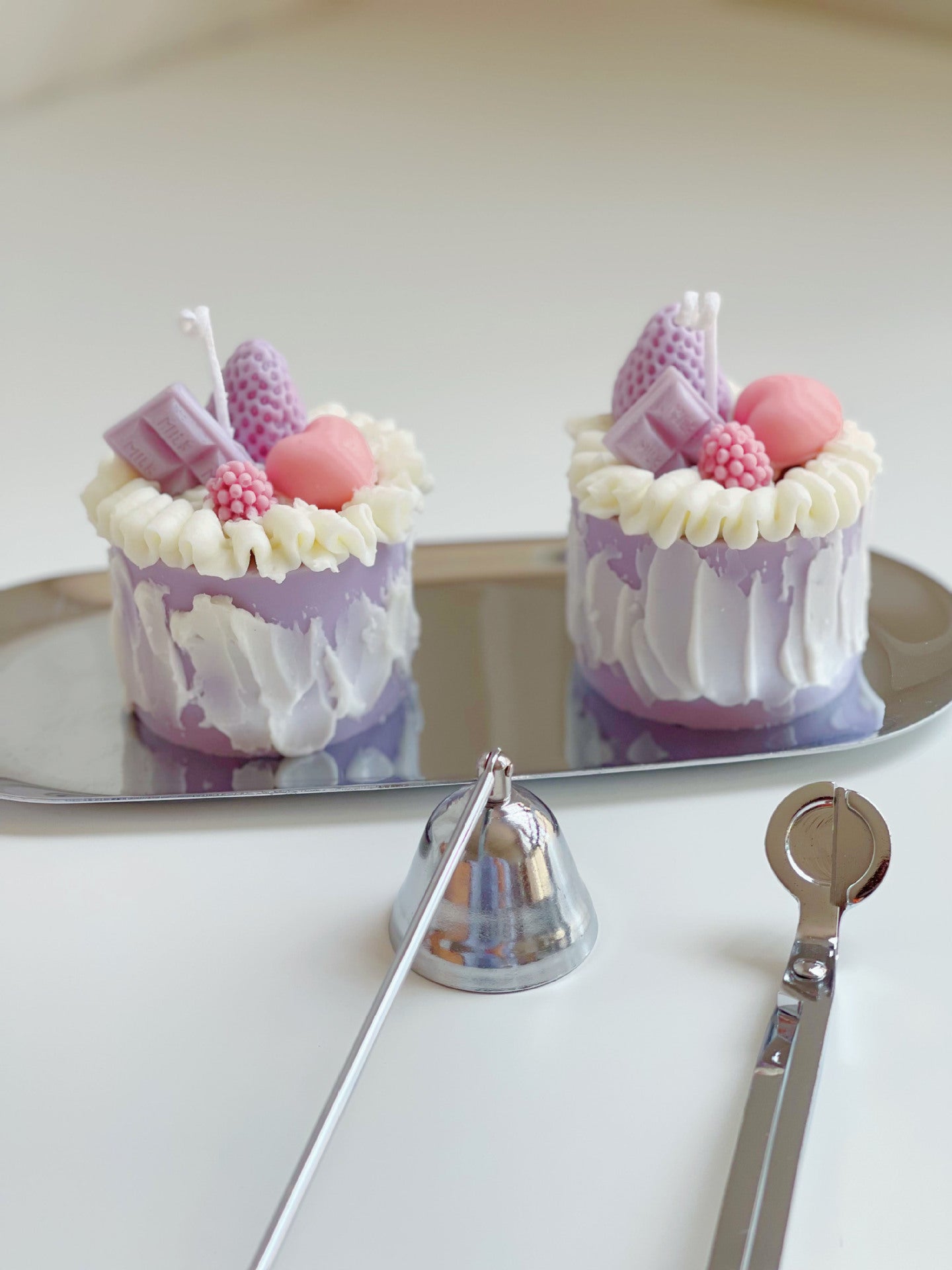 Purple Berries Cake Decorative Candle