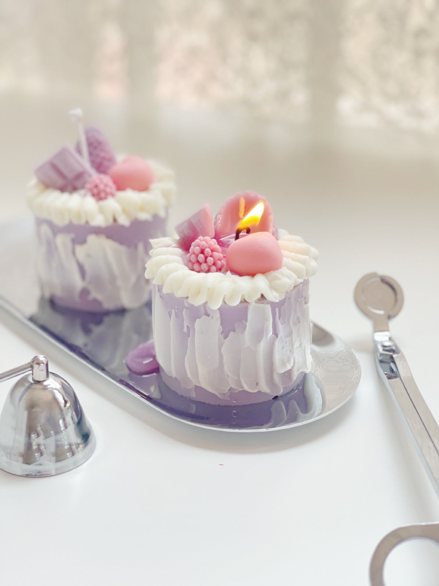 Purple Berries Cake Decorative Candle