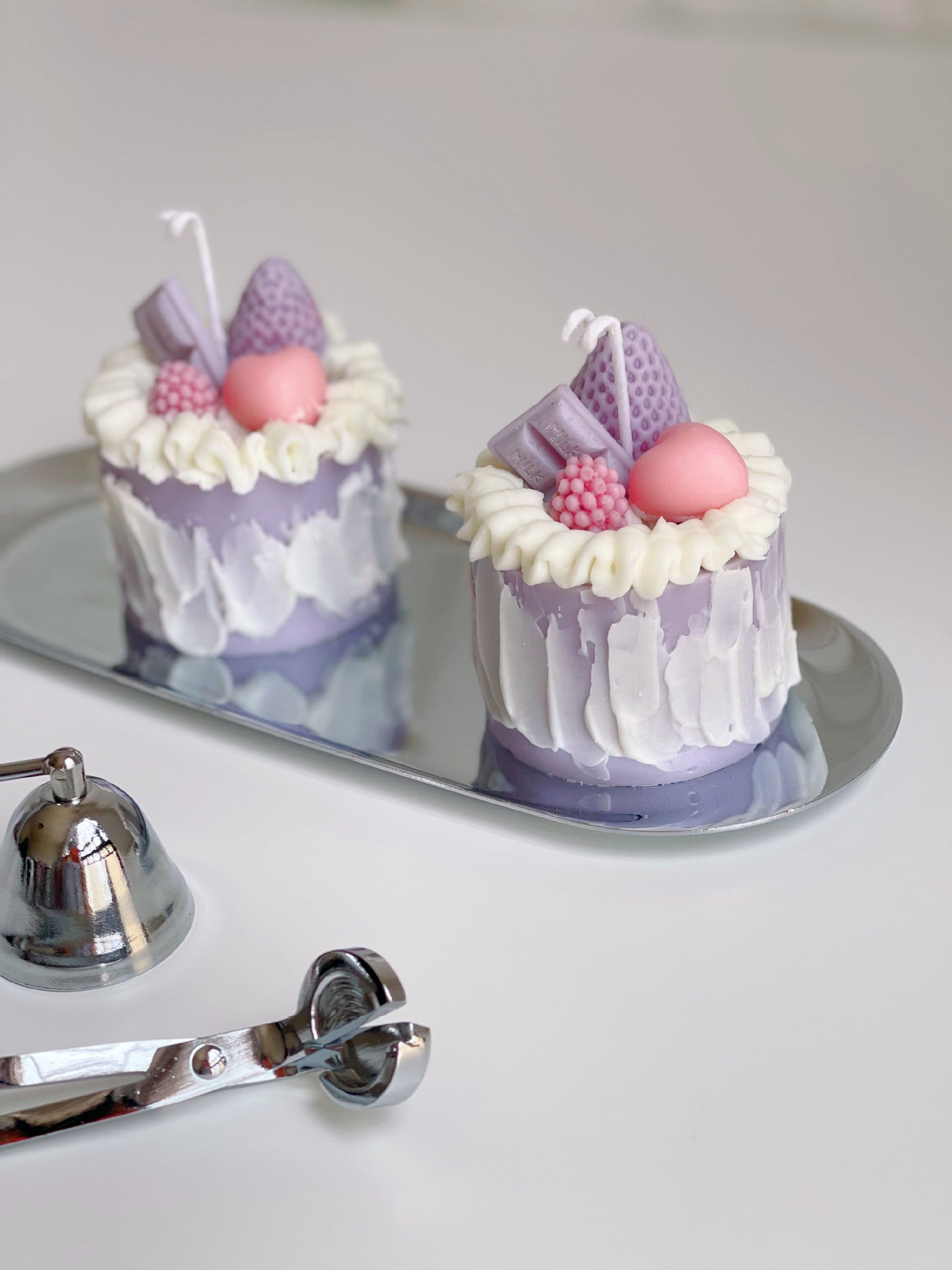 Purple Berries Cake Decorative Candle