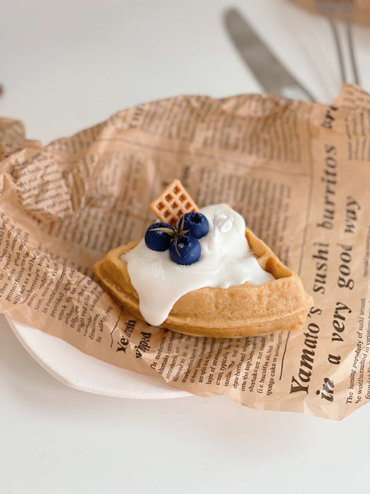 Waffle with Cream Decorative Candle