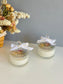 Floral White Candle in Clear Glass Jar