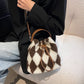 Fluffy Diamond Pattern Bucket Bag