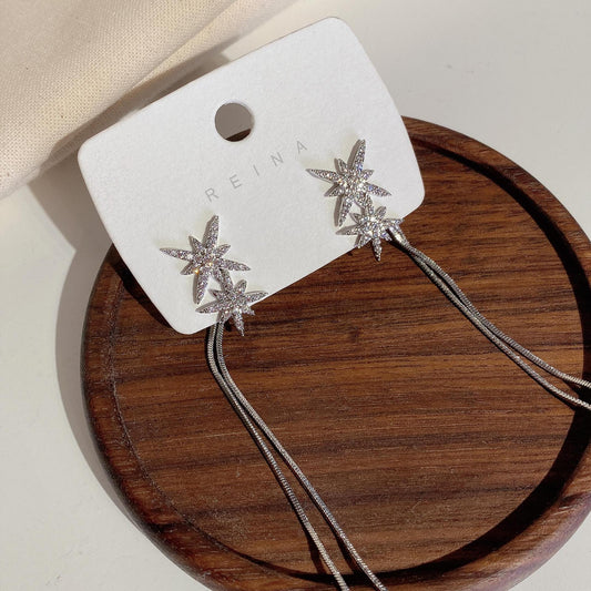 Eight-Pointed Star Dangle Earrings