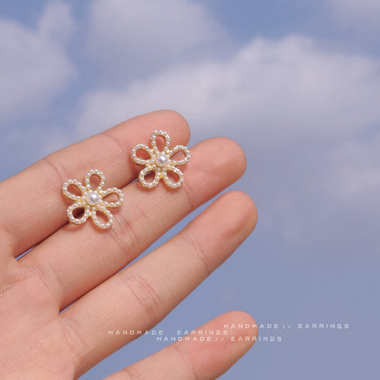 Pearl Flower Earring Studs