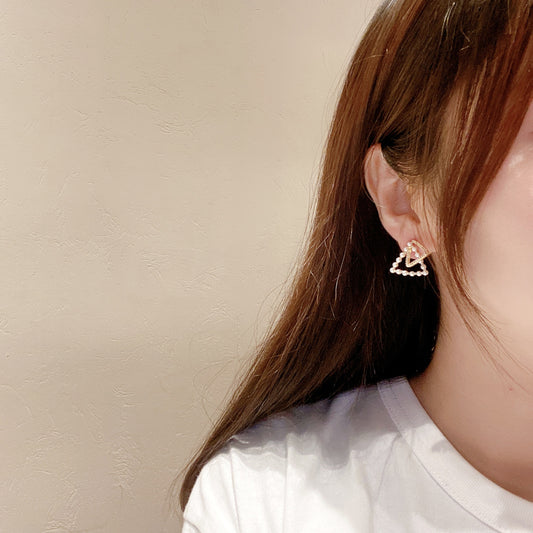 Double Triangle Gold Earrings