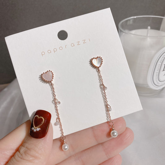 Rose Gold Heart Dangle Earrings