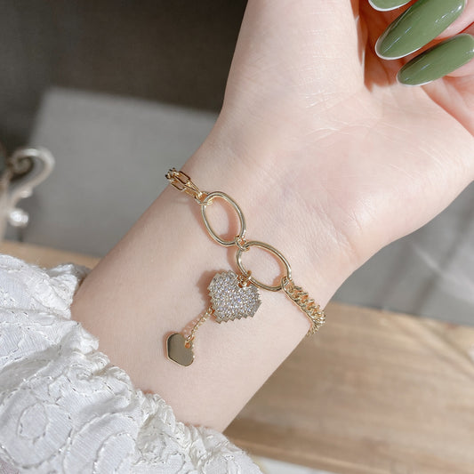 Gold Heart Pendant Bracelet