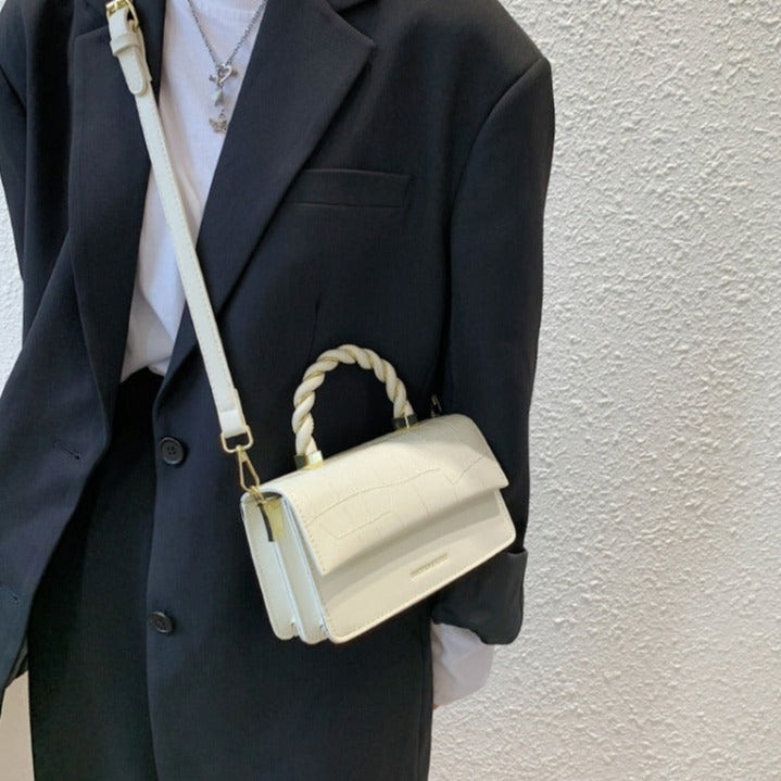 Simplistic Rectangle Crossbody Bag with Twist Braid Handle