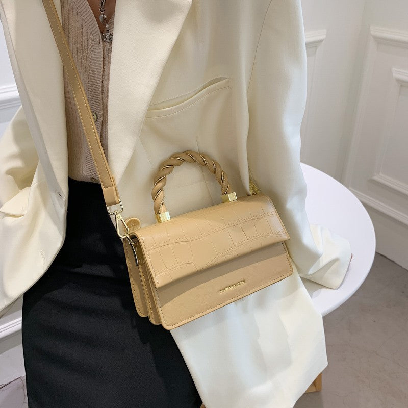 Simplistic Rectangle Crossbody Bag with Twist Braid Handle
