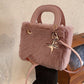 Soft Fluffy Small Handbag with Star Pendant