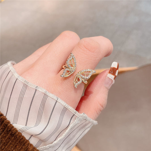 Golden Open Butterfly Ring