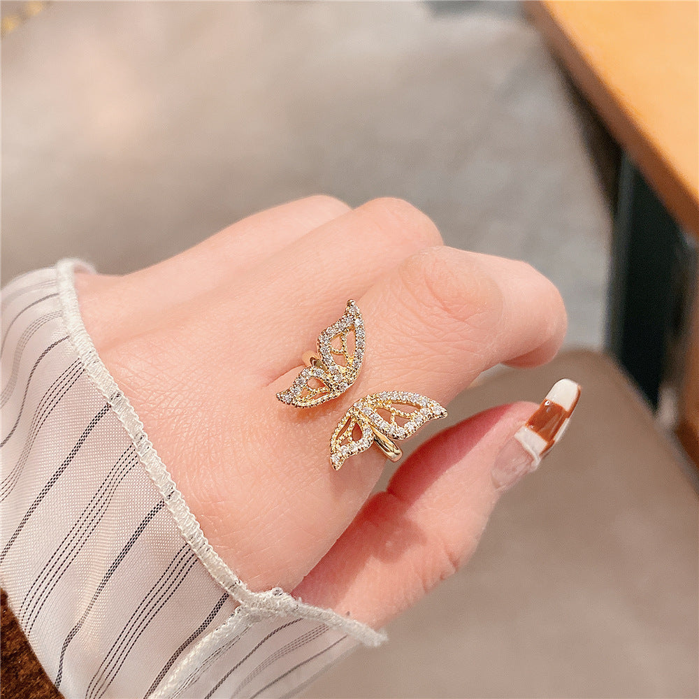 Golden Open Butterfly Ring