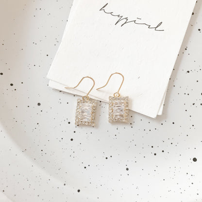 Classy Rectangular Crystal Earrings