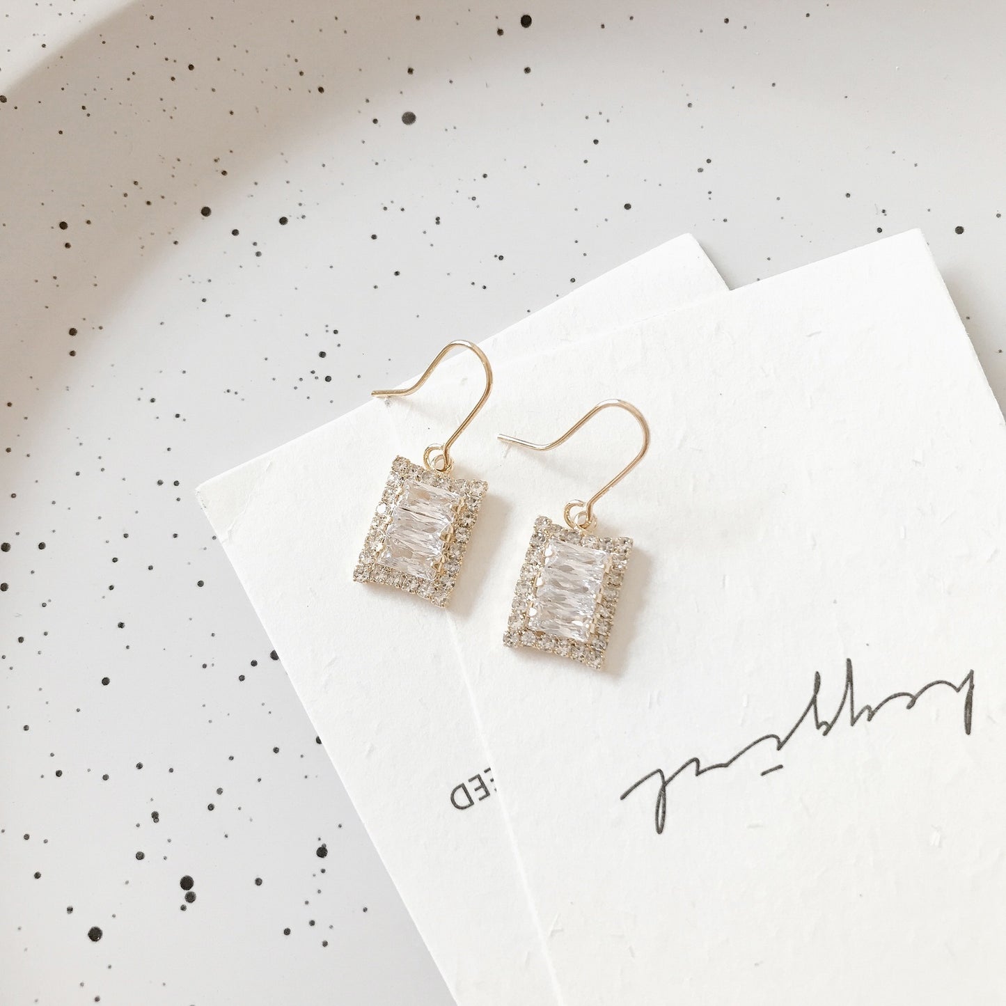 Classy Rectangular Crystal Earrings