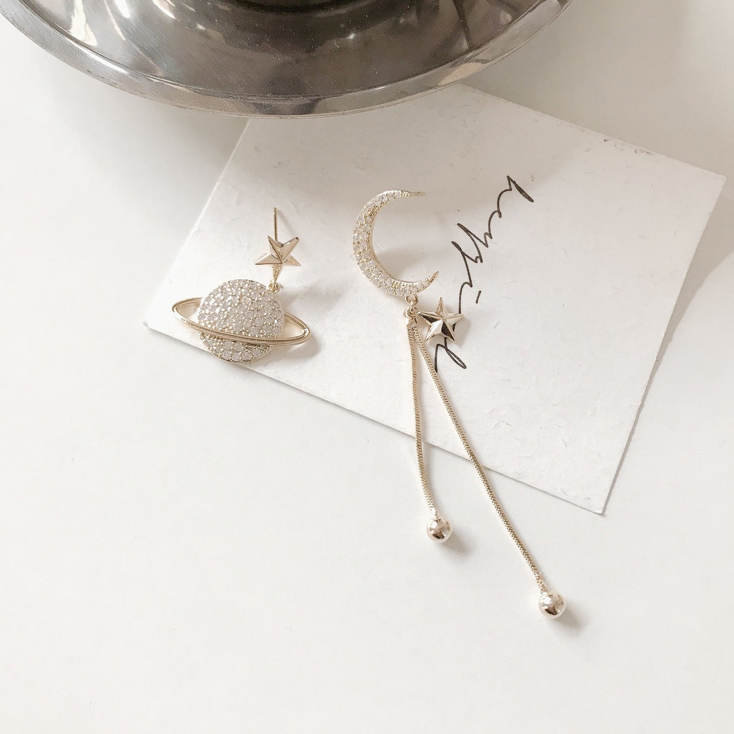 Asymmetrical Planet and Moon Earrings