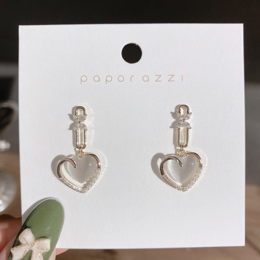 Iridescent Stone Filled Heart Earrings