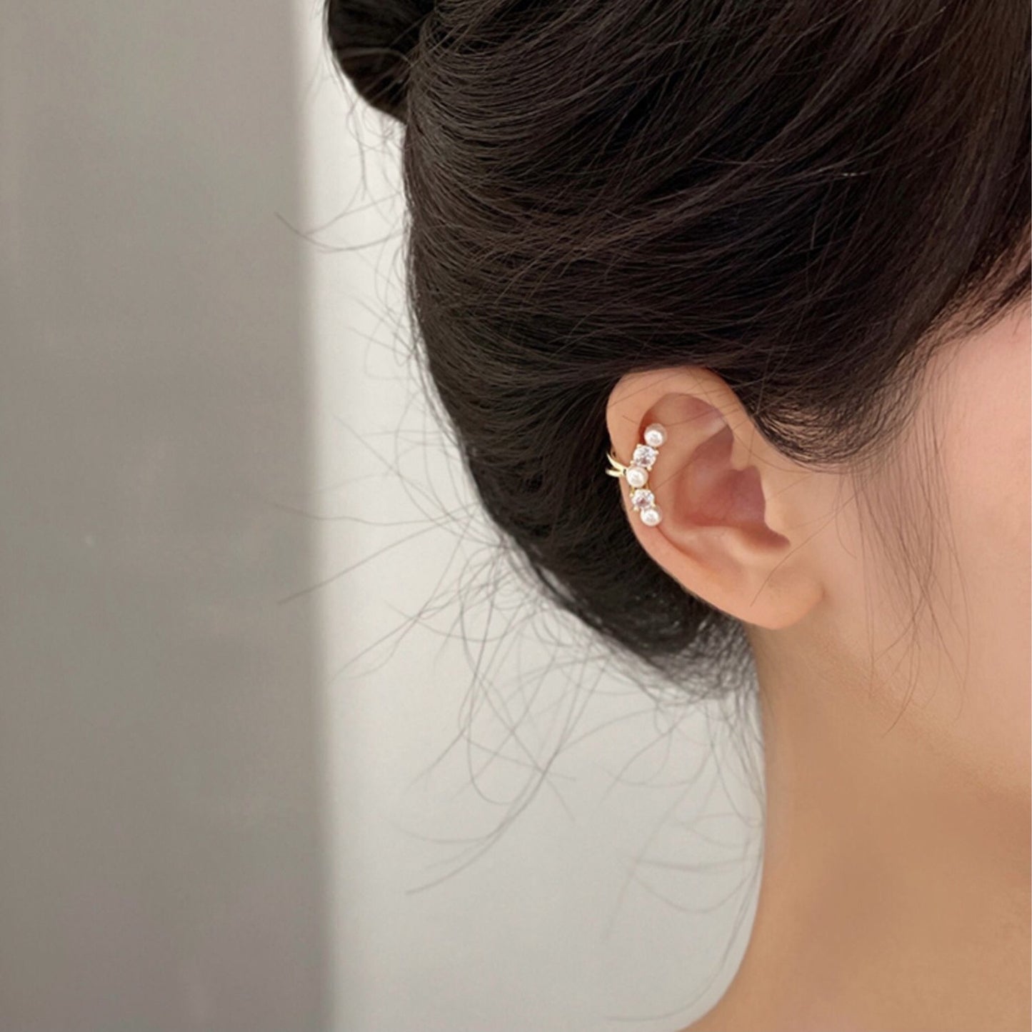 Pearl Gold Toned Ear Cuffs